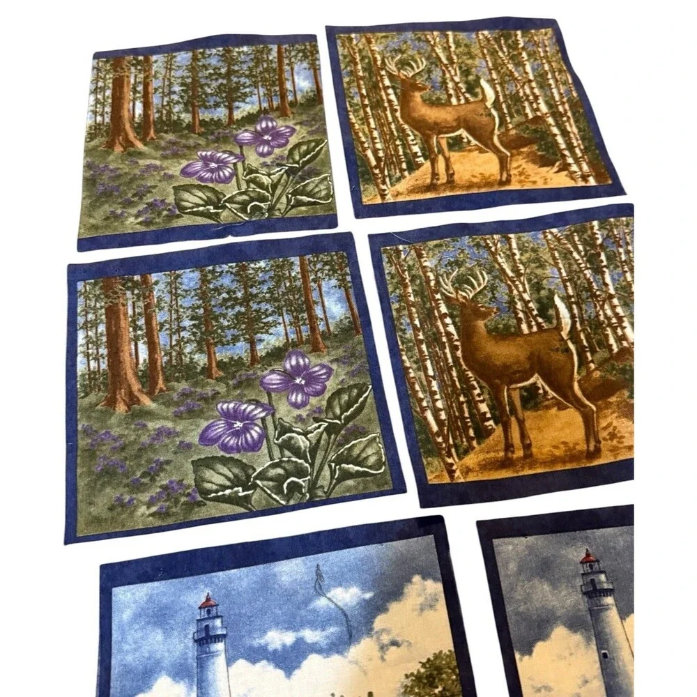 Wisconsin Fabric Squares Lot 13 Quilt Panels Lighthouse Deer Loon State Capitol